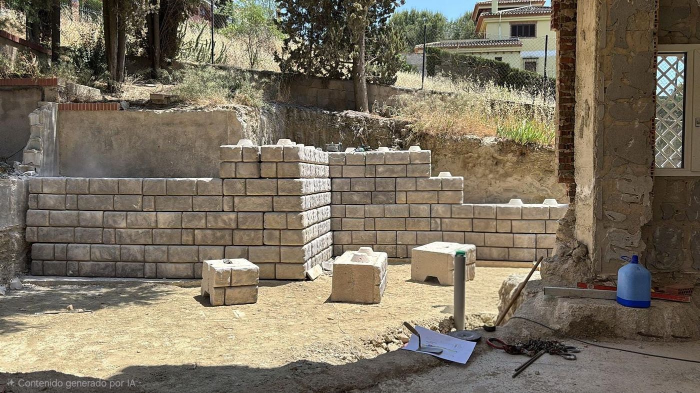 Muro exterior en proceso de obra en Granada